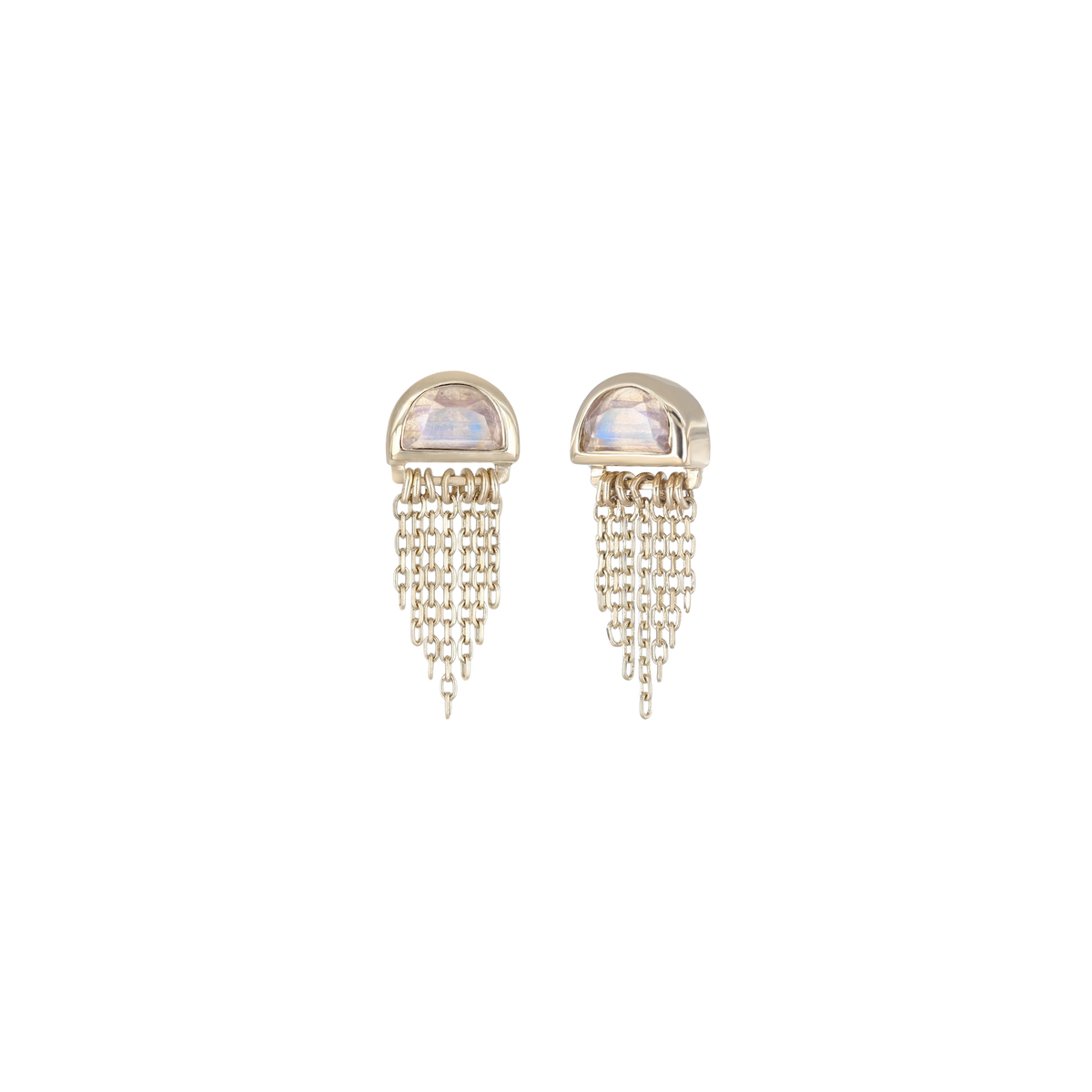 Moonjelly • Natural Gemstone Chain Tassel Flat Back Stud