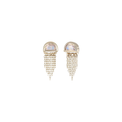 Moonjelly • Natural Gemstone Chain Tassel Flat Back Stud
