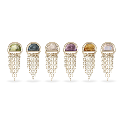 Moonjelly • Natural Gemstone Chain Tassel Flat Back Stud