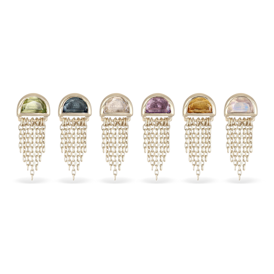 Moonjelly • Natural Gemstone Chain Tassel Flat Back Stud