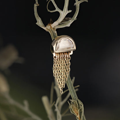 Moonjelly • Natural Gemstone Chain Tassel Flat Back Stud