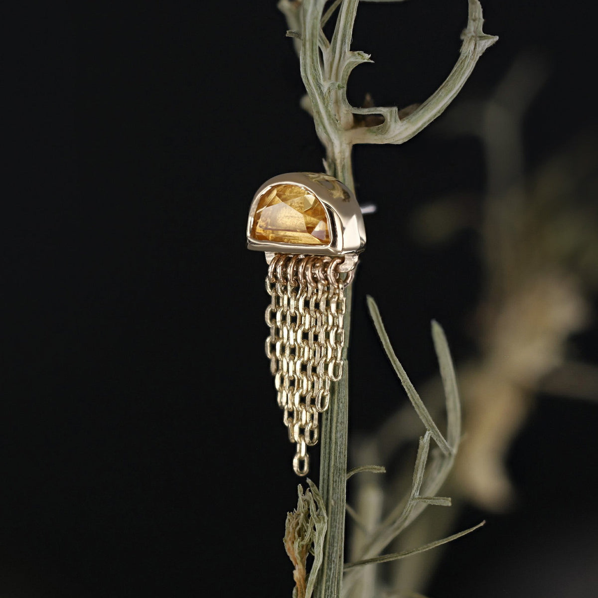 Moonjelly • Natural Gemstone Chain Tassel Flat Back Stud