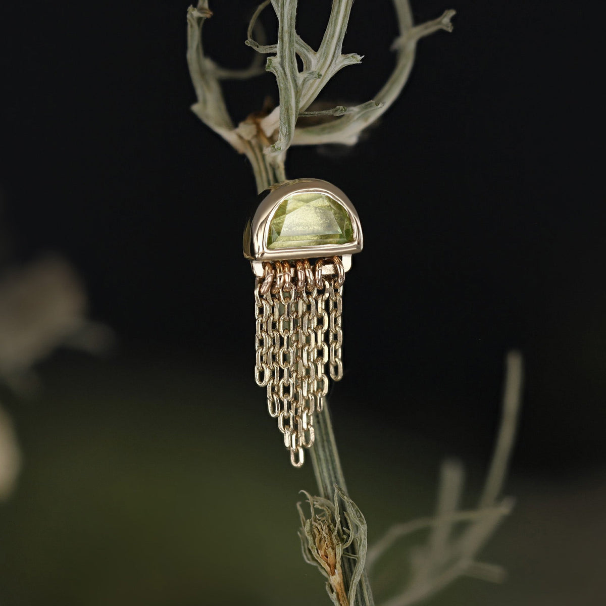 Moonjelly • Natural Gemstone Chain Tassel Flat Back Stud