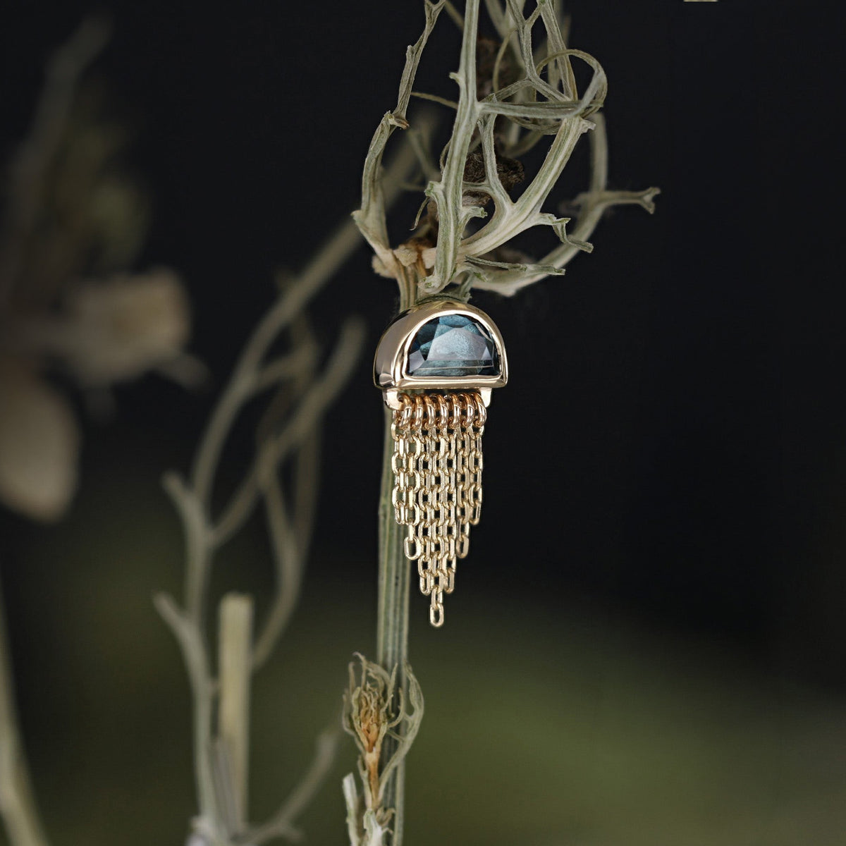 Moonjelly • Natural Gemstone Chain Tassel Flat Back Stud