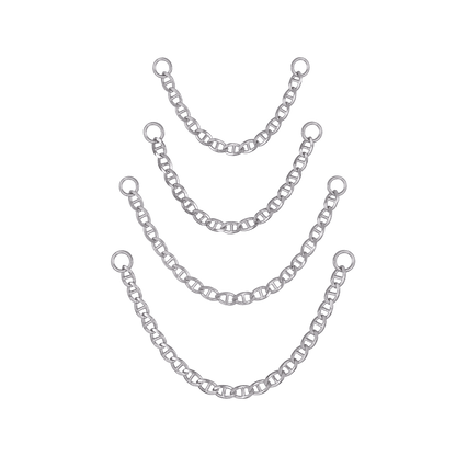 Four types of white gold chain attachments of different lengths