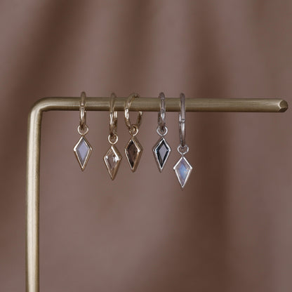 Zenith [Large] • 14K Gold Kite Gemstone Hoop Charm