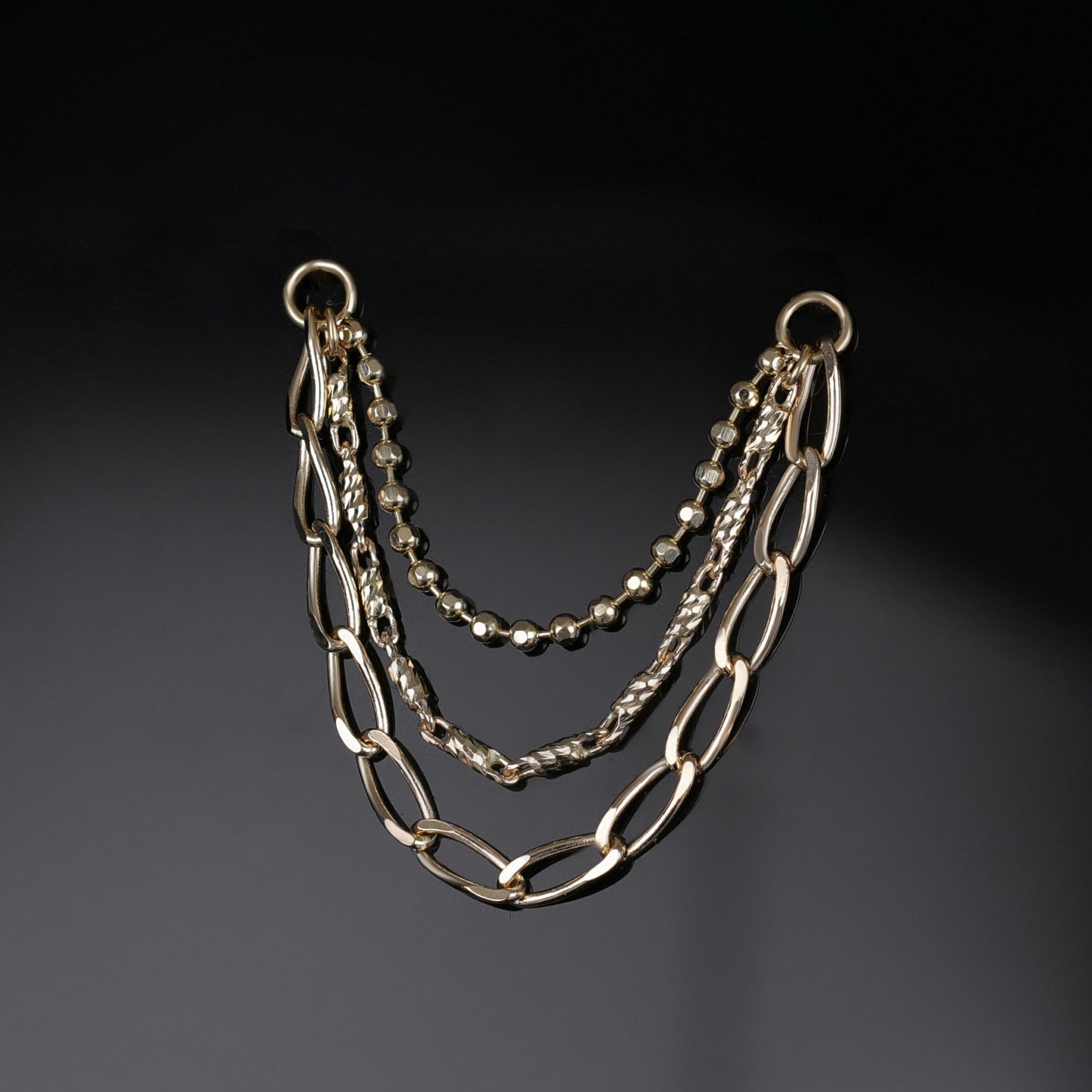 14K Gold Raro Triple Mixed Chain Chain Attachment