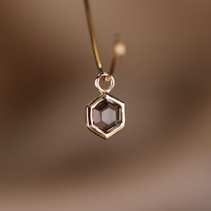 Ela • 14K Gold Hexagon Gemstone Hoop Charm