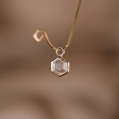 Ela • 14K Gold Hexagon Gemstone Hoop Charm