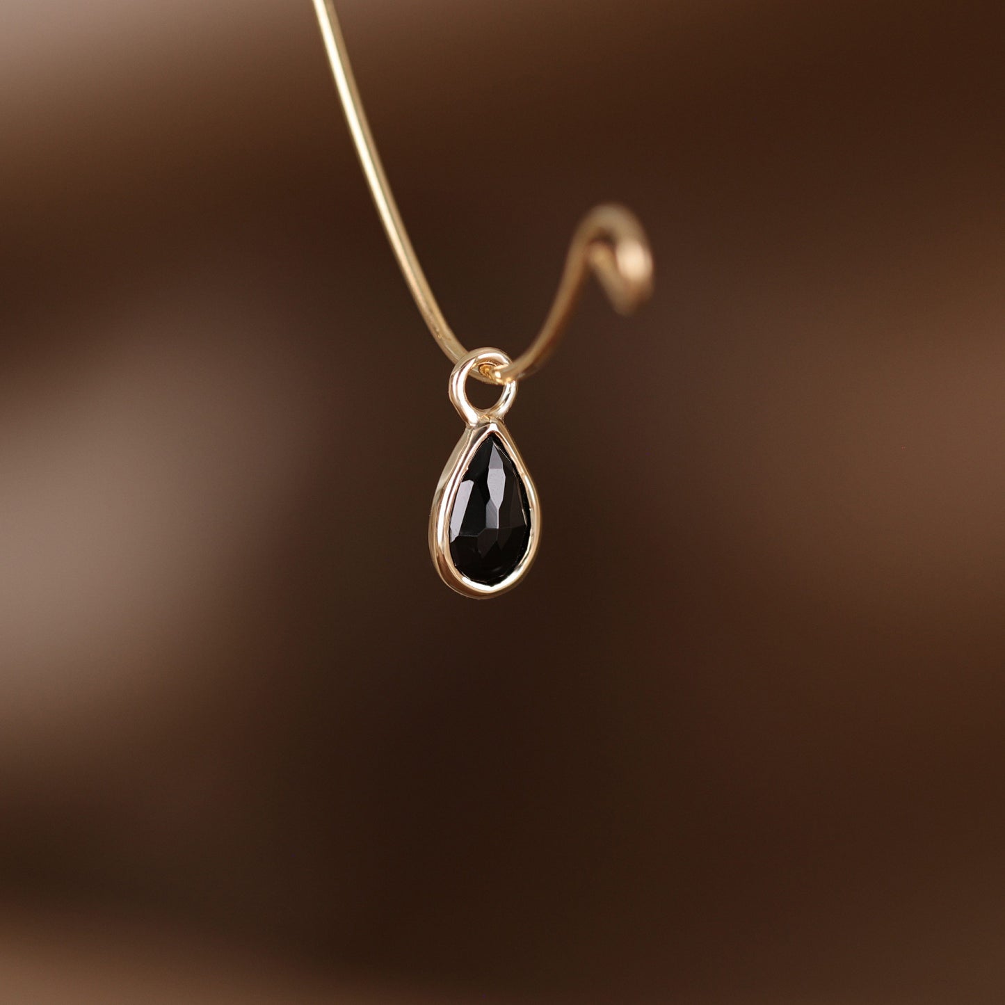 Solara• Briolette Teardrop Gemstone Hoop Charm