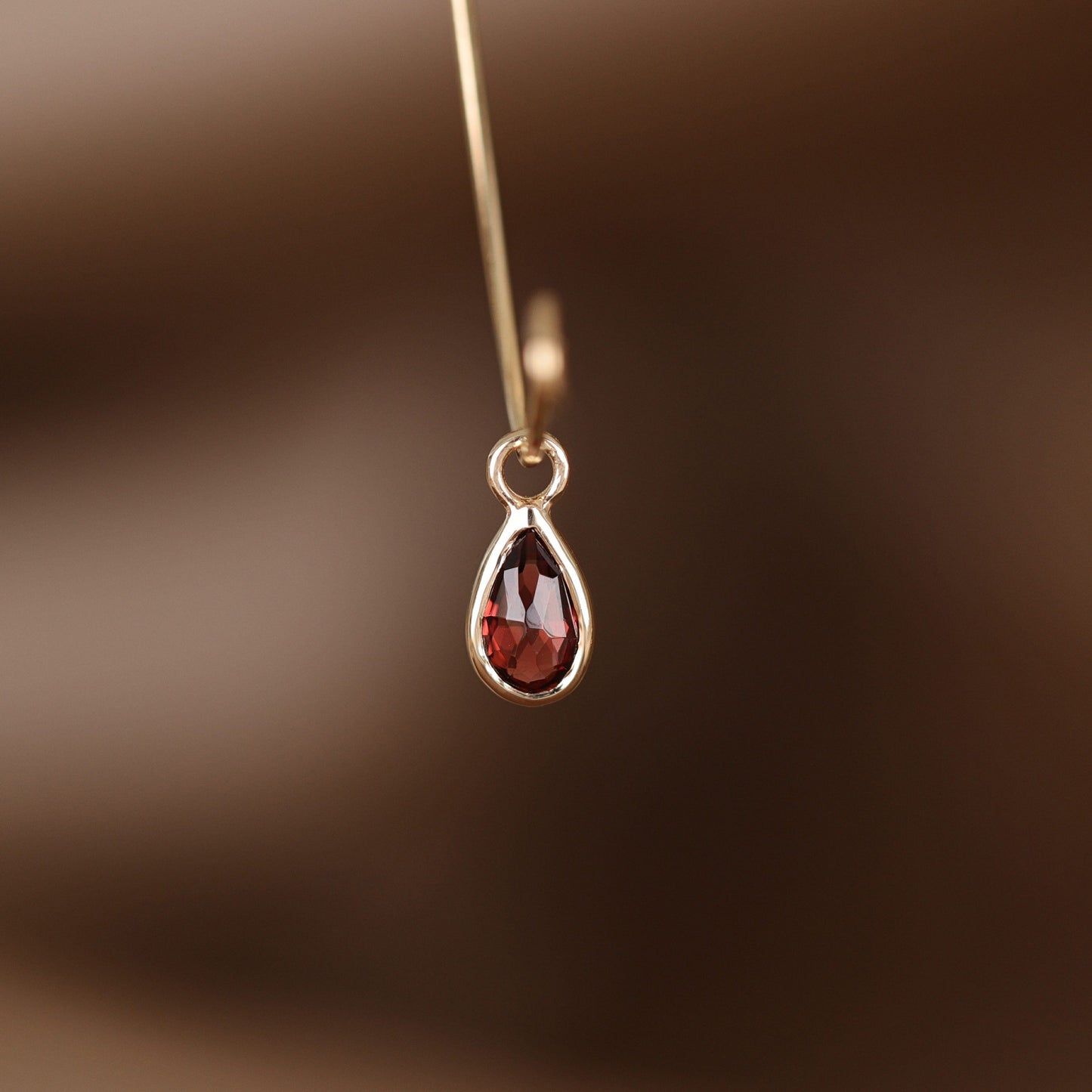 Solara• Briolette Teardrop Gemstone Hoop Charm