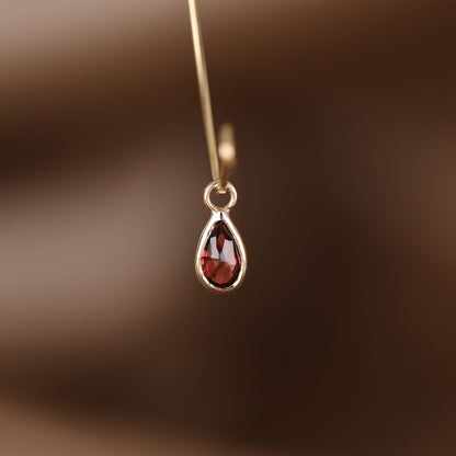 Solara • Briolette Teardrop Gemstone Hoop Charm