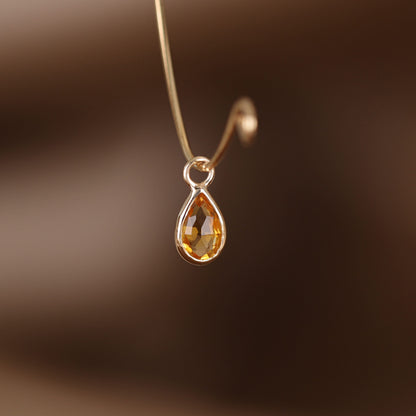 Solara• Briolette Teardrop Gemstone Hoop Charm