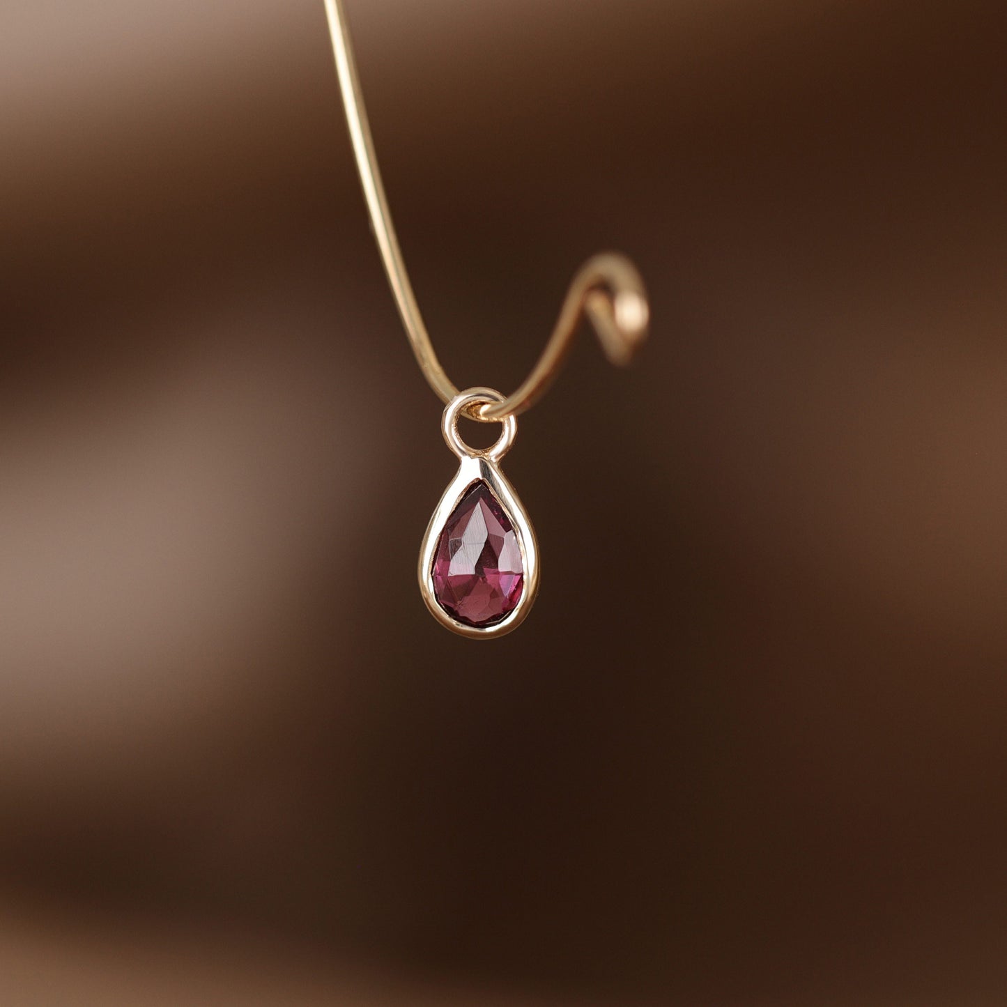 Solara • Briolette Teardrop Gemstone Hoop Charm