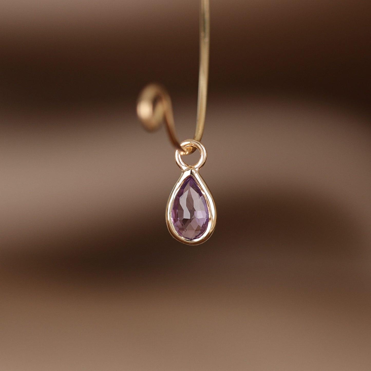 Solara • Briolette Teardrop Gemstone Hoop Charm