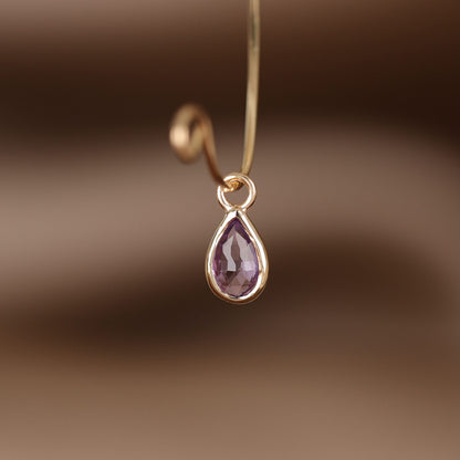 Solara • Briolette Teardrop Gemstone Hoop Charm