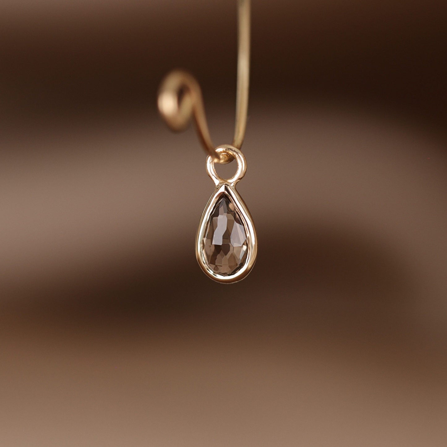 Solara • Briolette Teardrop Gemstone Hoop Charm