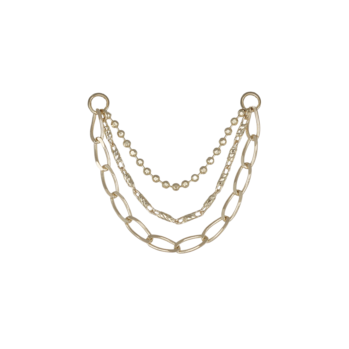 14K Gold Raro Triple Mixed Chain Chain Attachment