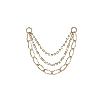 14K Gold Raro Triple Mixed Chain Chain Attachment