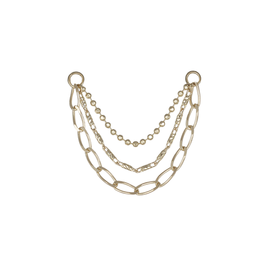 14K Gold Raro Triple Mixed Chain Chain Attachment