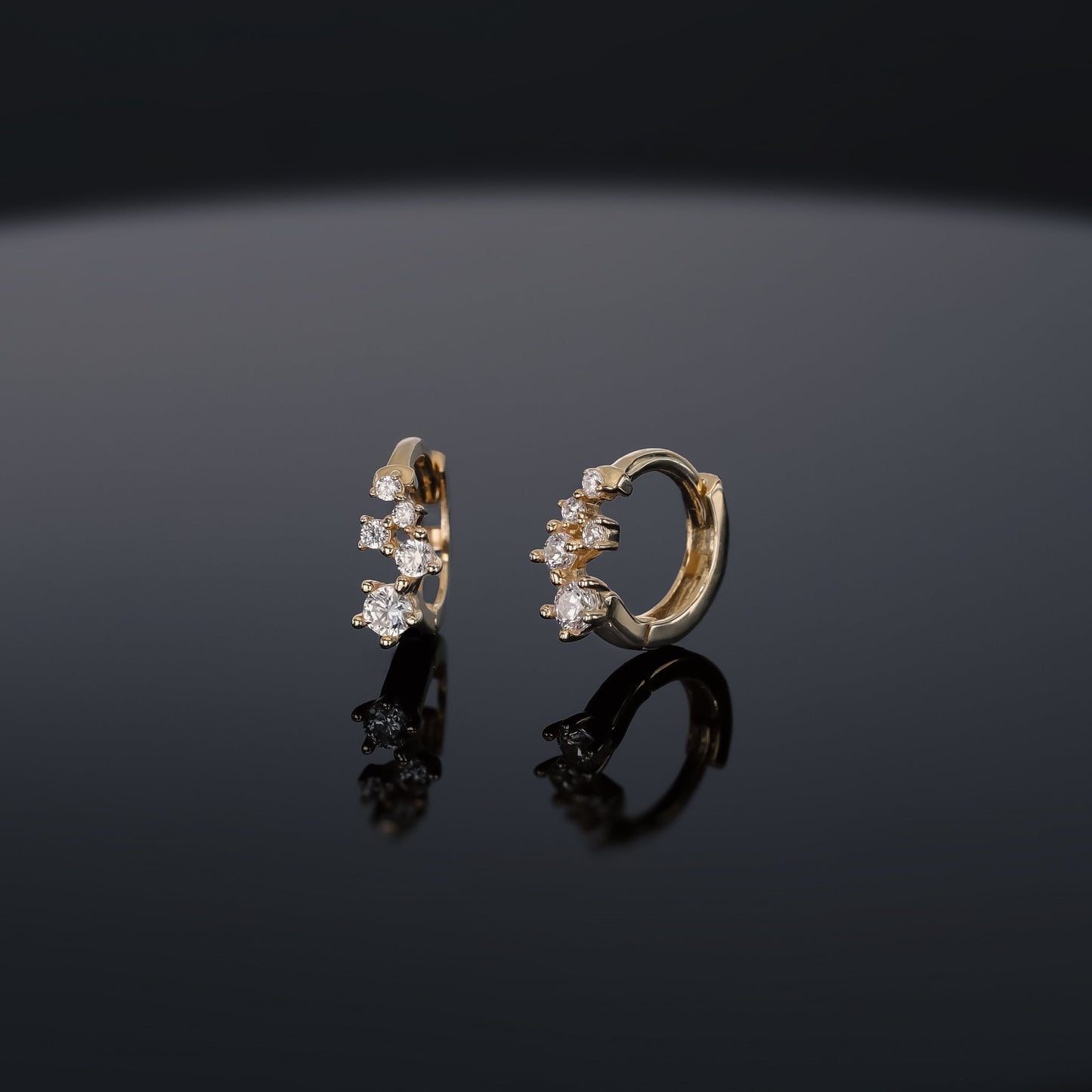 Ami 14K Gold Multi CZ Hoop Earring