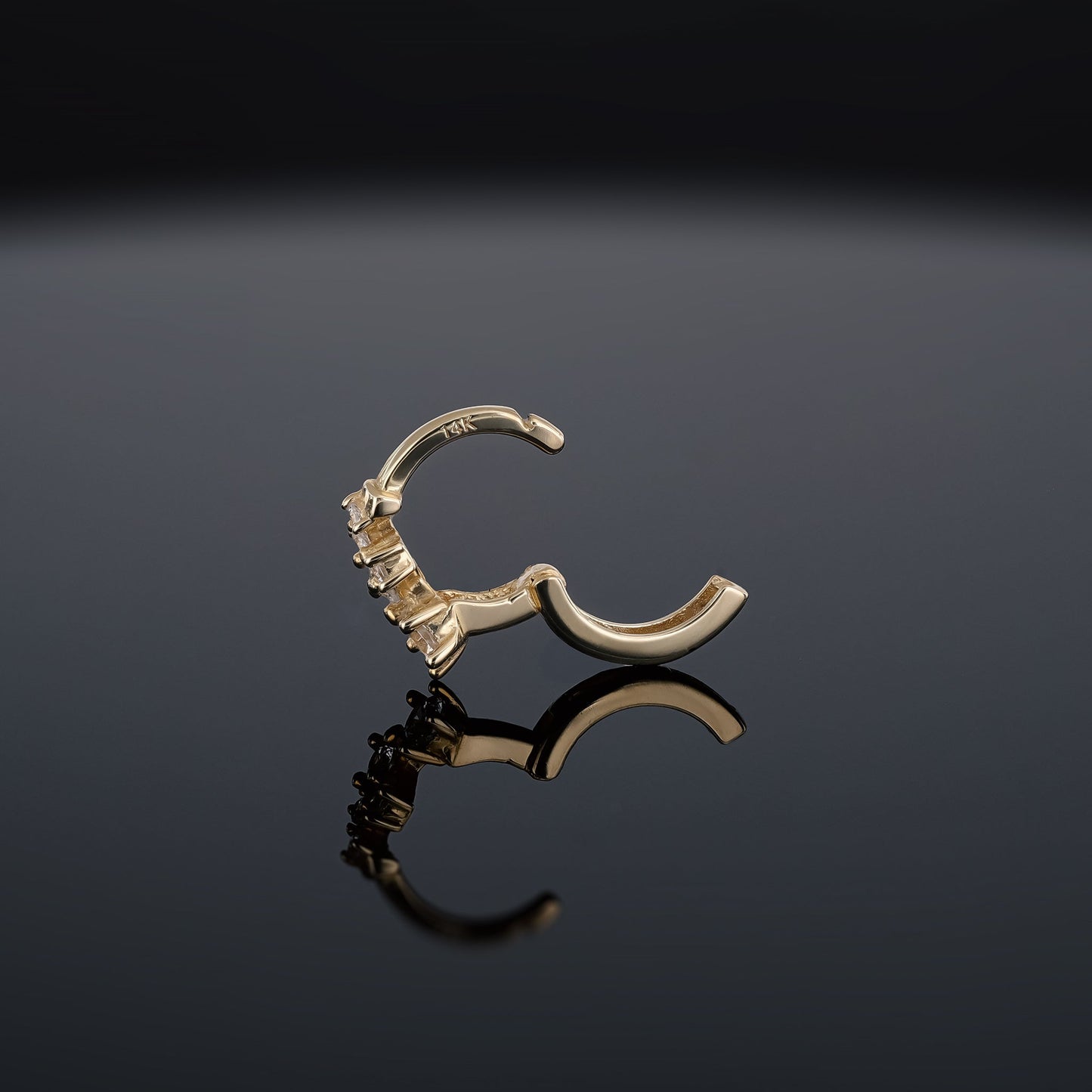 Ami 14K Gold Multi CZ Hoop Earring