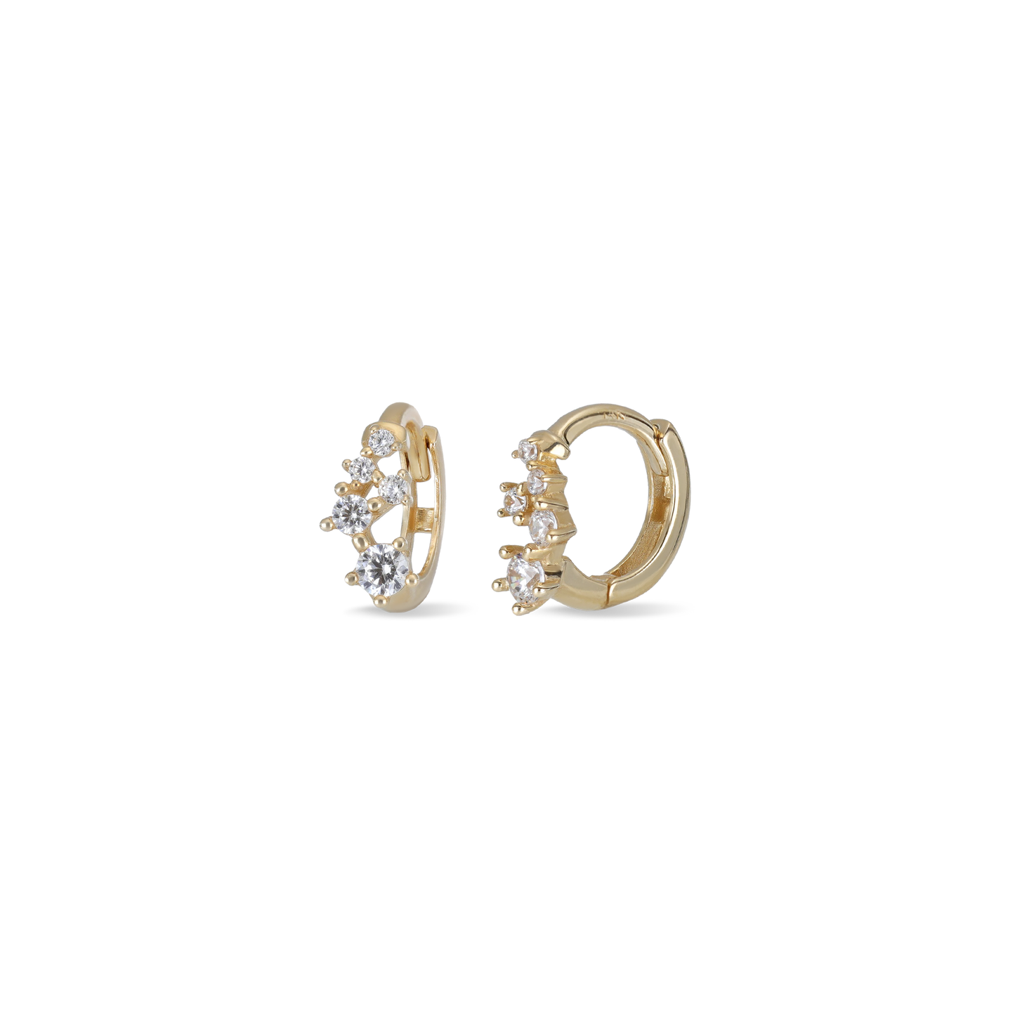 Ami 14K Gold Multi CZ Hoop Earring