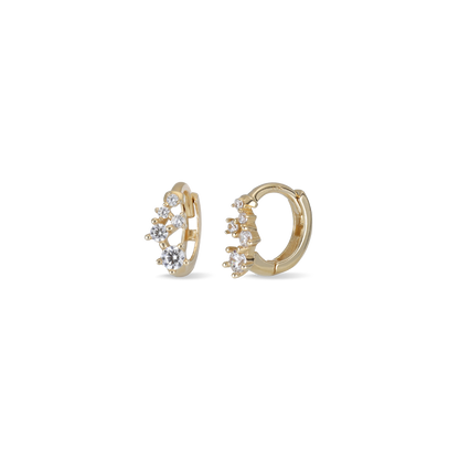 Ami 14K Gold Multi CZ Hoop Earring