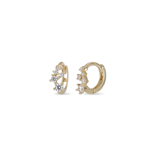 Ami 14K Gold Multi CZ Hoop Earring