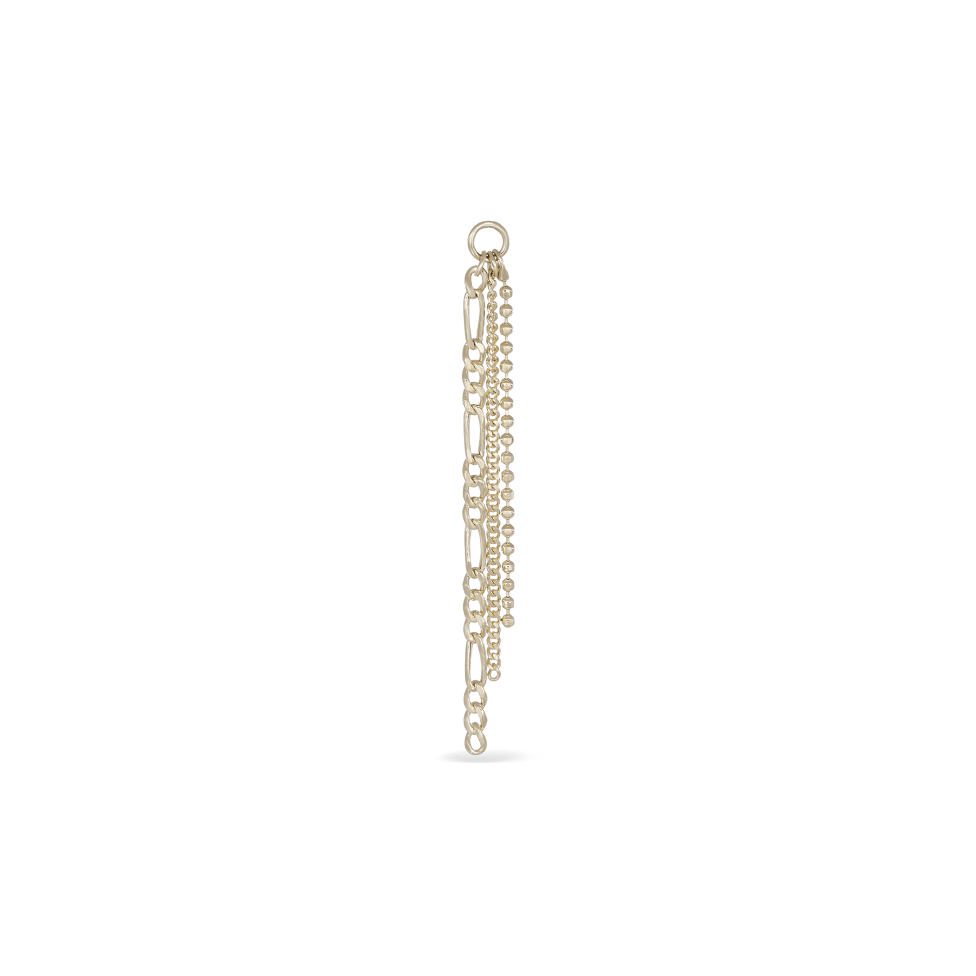 14K gold triple mixed chain charm