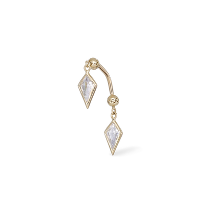 Riké • 14K Solid Gold Double Diamond Piercing in Curved Bar