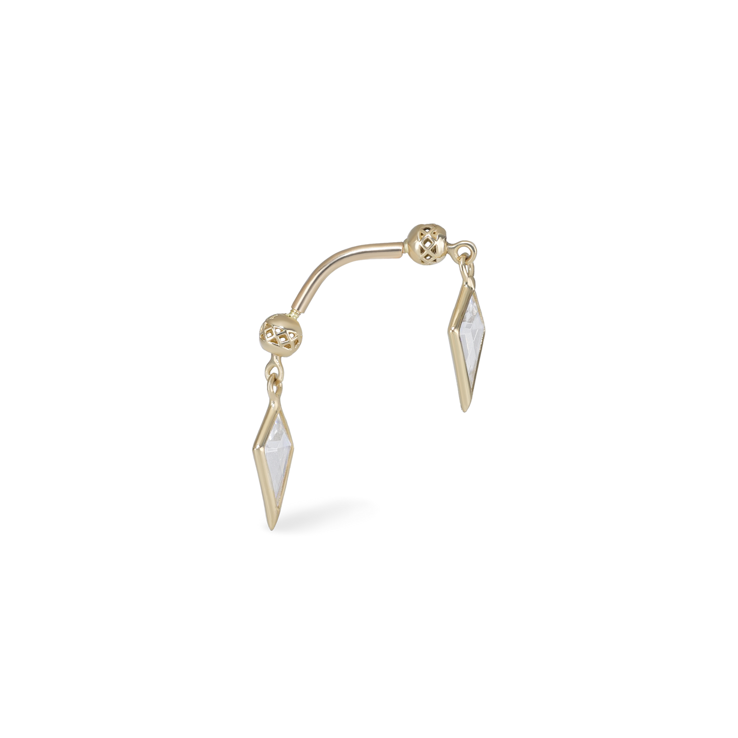 Riké • 14K Solid Gold Double Diamond Piercing in Curved Bar