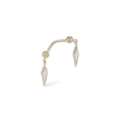 Riké • 14K Solid Gold Double Diamond Piercing in Curved Bar