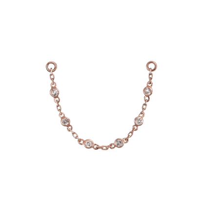 14K Gold Tiny Bezel Multi Gemstone Chain Attachment