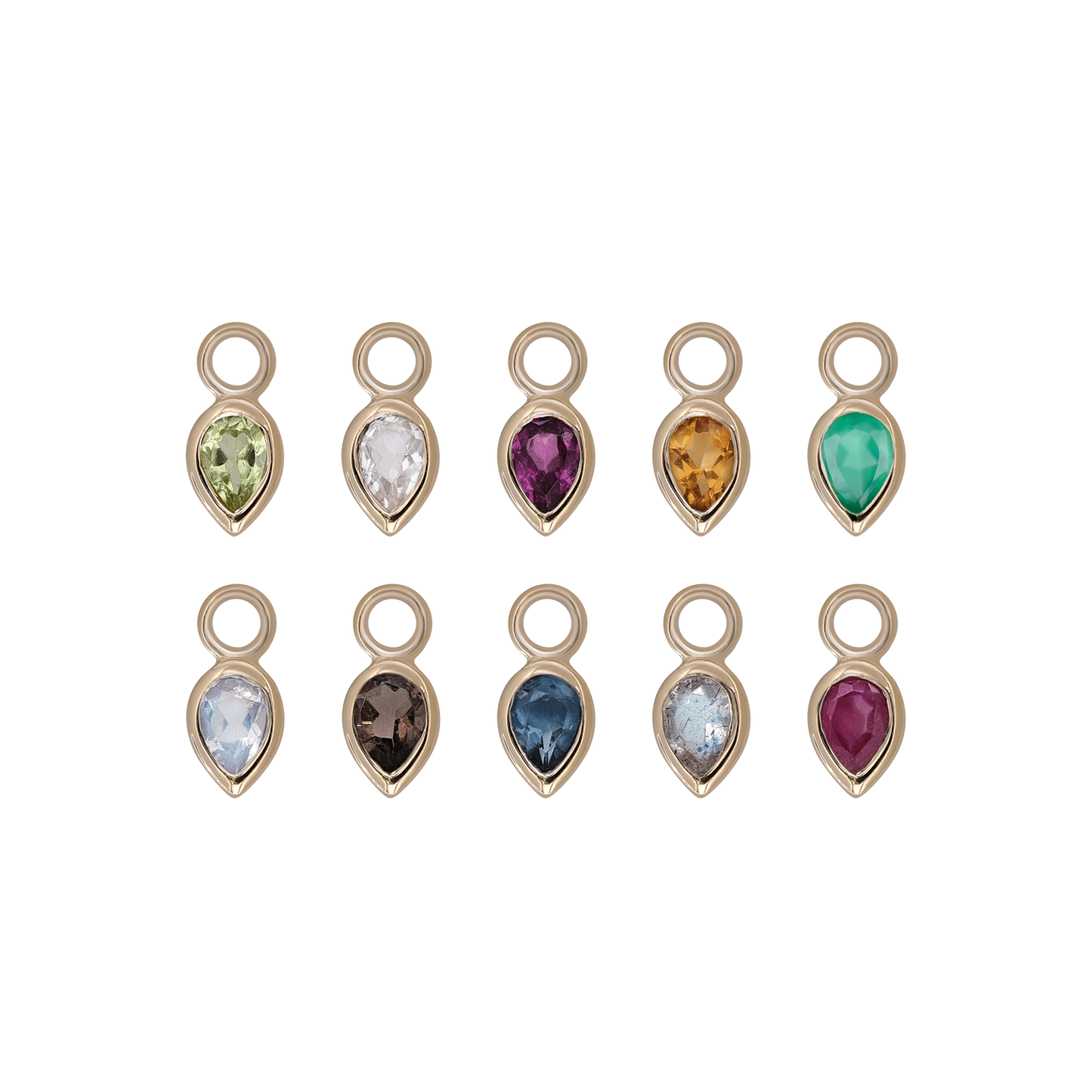 Emma • 14K Gold Pear Cut Gemstone Hoop Charm