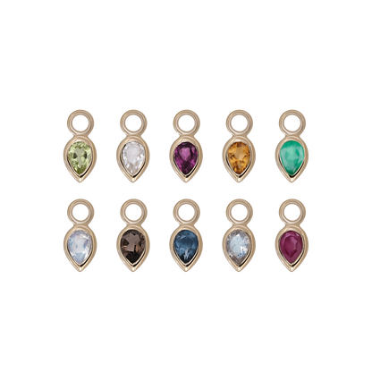 Emma • 14K Gold Pear Cut Gemstone Hoop Charm