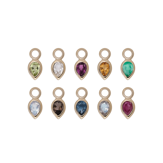 Emma • 14K Gold Pear Cut Gemstone Hoop Charm