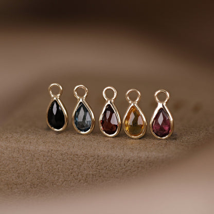 Solara• Briolette Teardrop Gemstone Hoop Charm