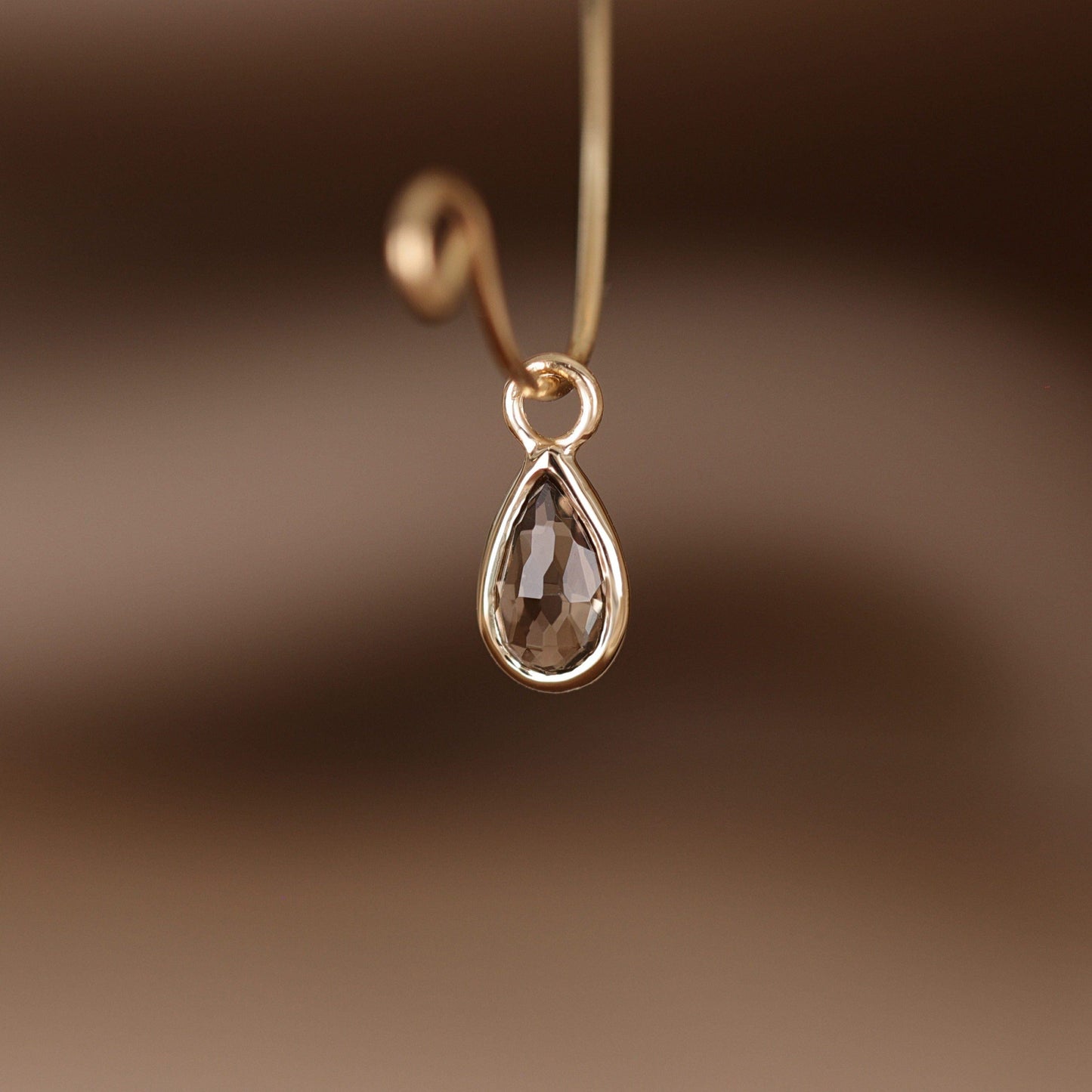 Solara• Briolette Teardrop Gemstone Hoop Charm