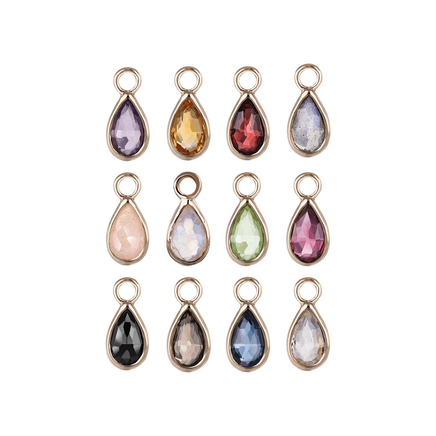 Solara• Briolette Teardrop Gemstone Hoop Charm