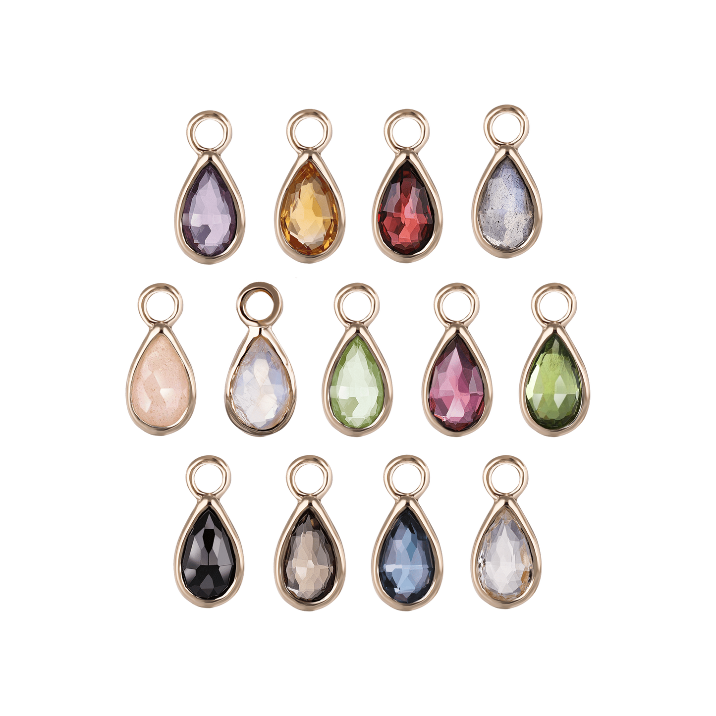 Solara• Briolette Teardrop Gemstone Hoop Charm
