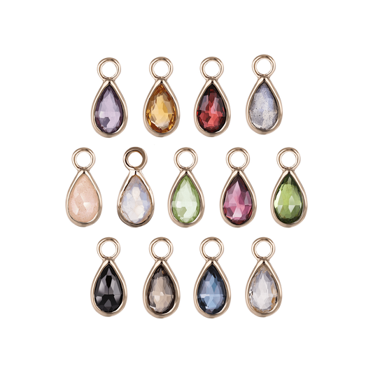 Solara• Briolette Teardrop Gemstone Hoop Charm