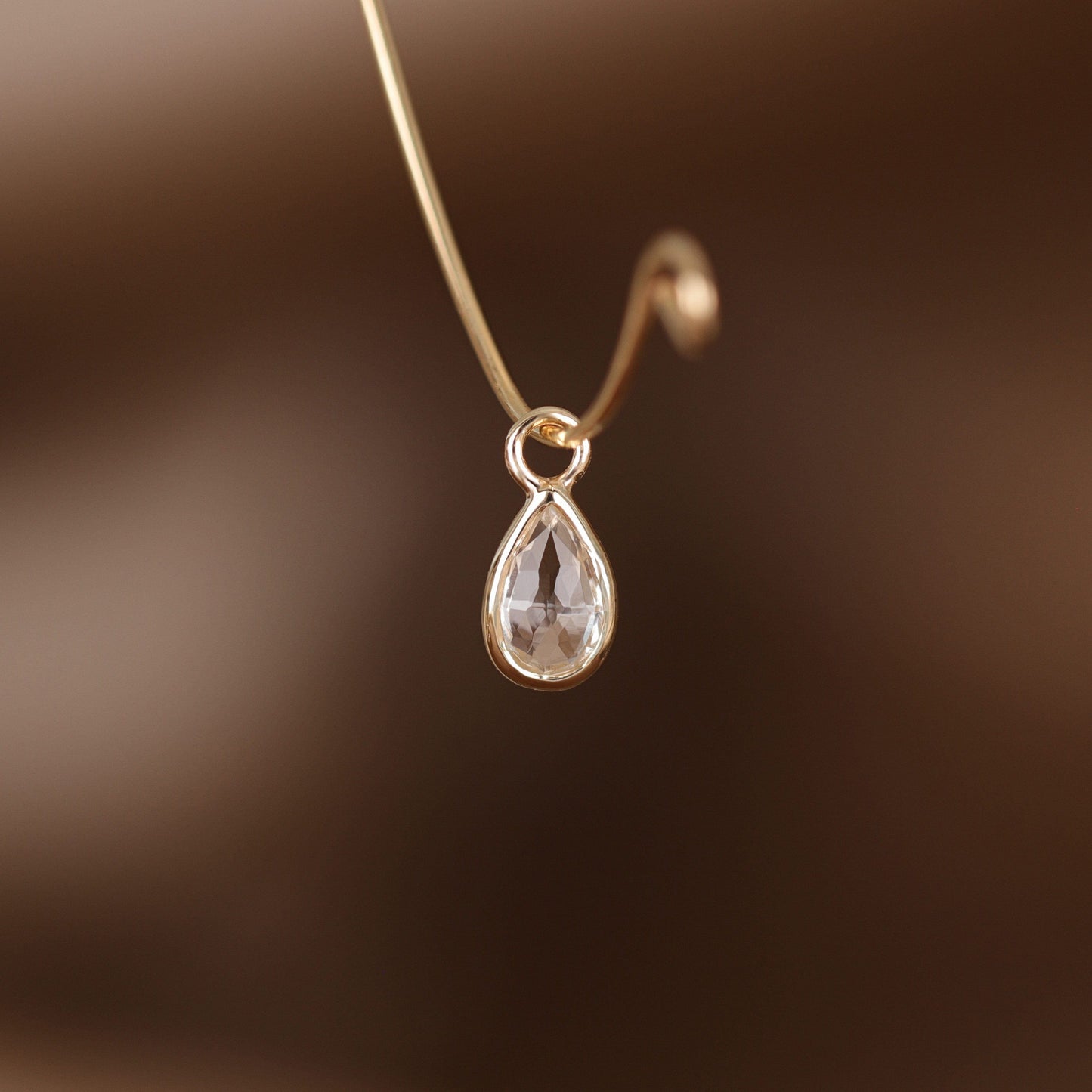 Solara• Briolette Teardrop Gemstone Hoop Charm