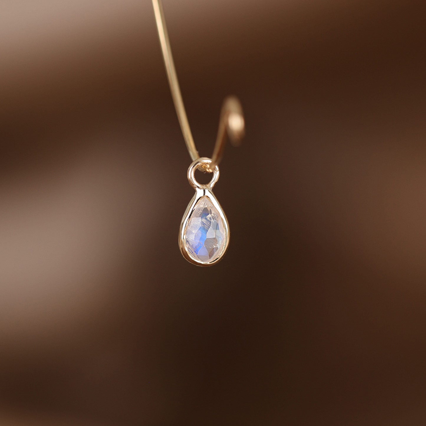 Solara• Briolette Teardrop Gemstone Hoop Charm