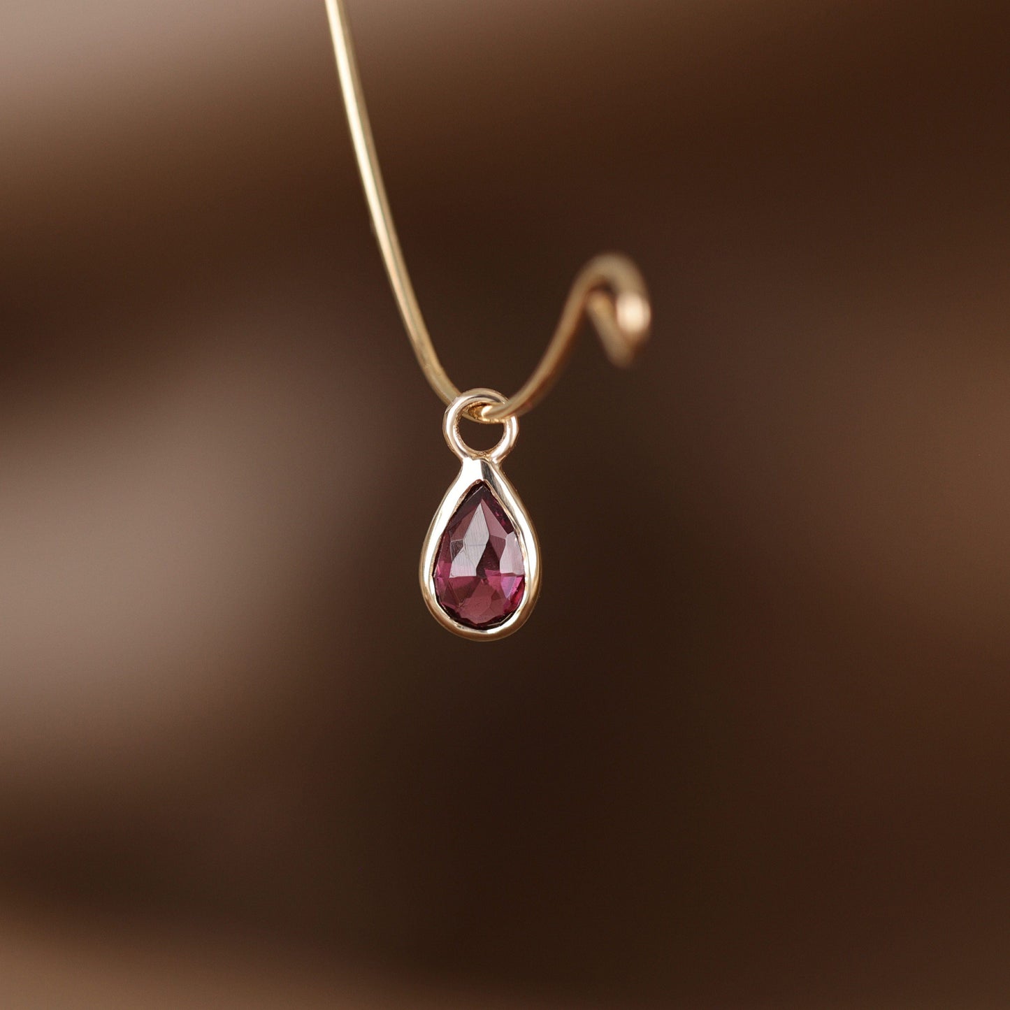 Solara• Briolette Teardrop Gemstone Hoop Charm