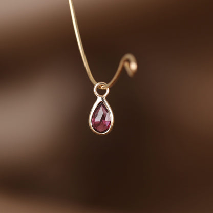 Solara• Briolette Teardrop Gemstone Hoop Charm