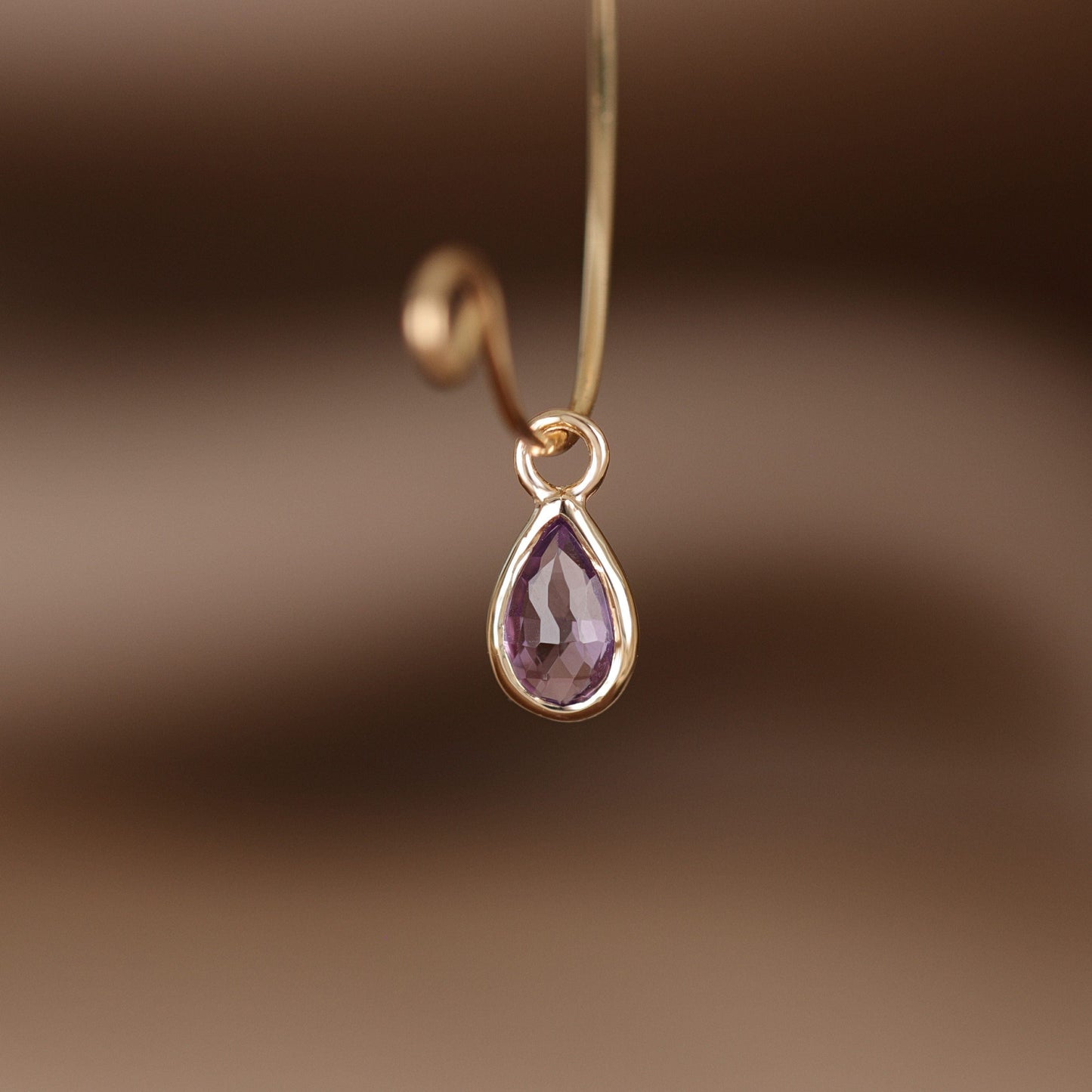 Solara• Briolette Teardrop Gemstone Hoop Charm