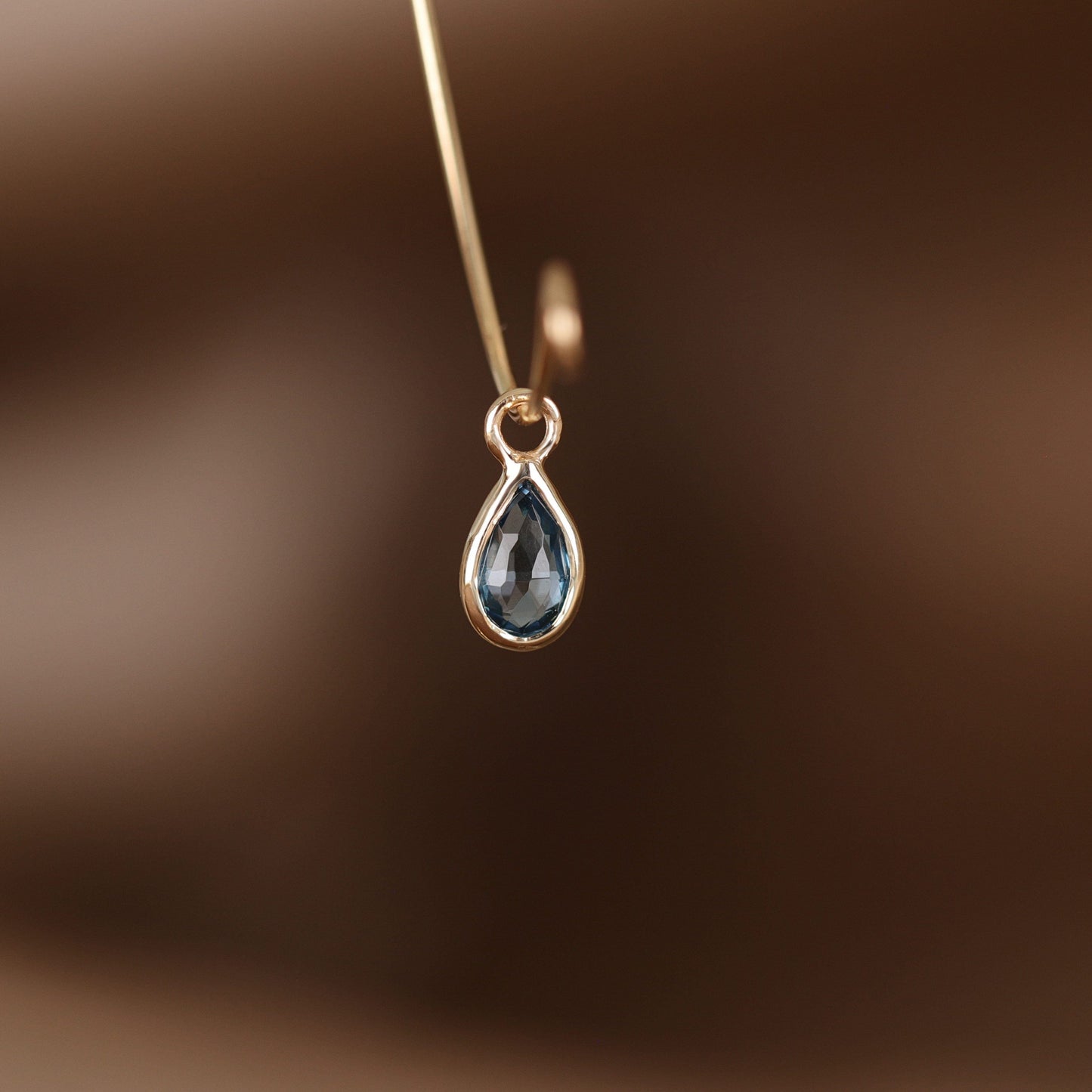 Solara• Briolette Teardrop Gemstone Hoop Charm