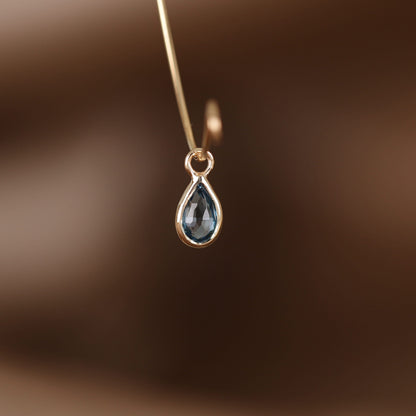 Solara• Briolette Teardrop Gemstone Hoop Charm
