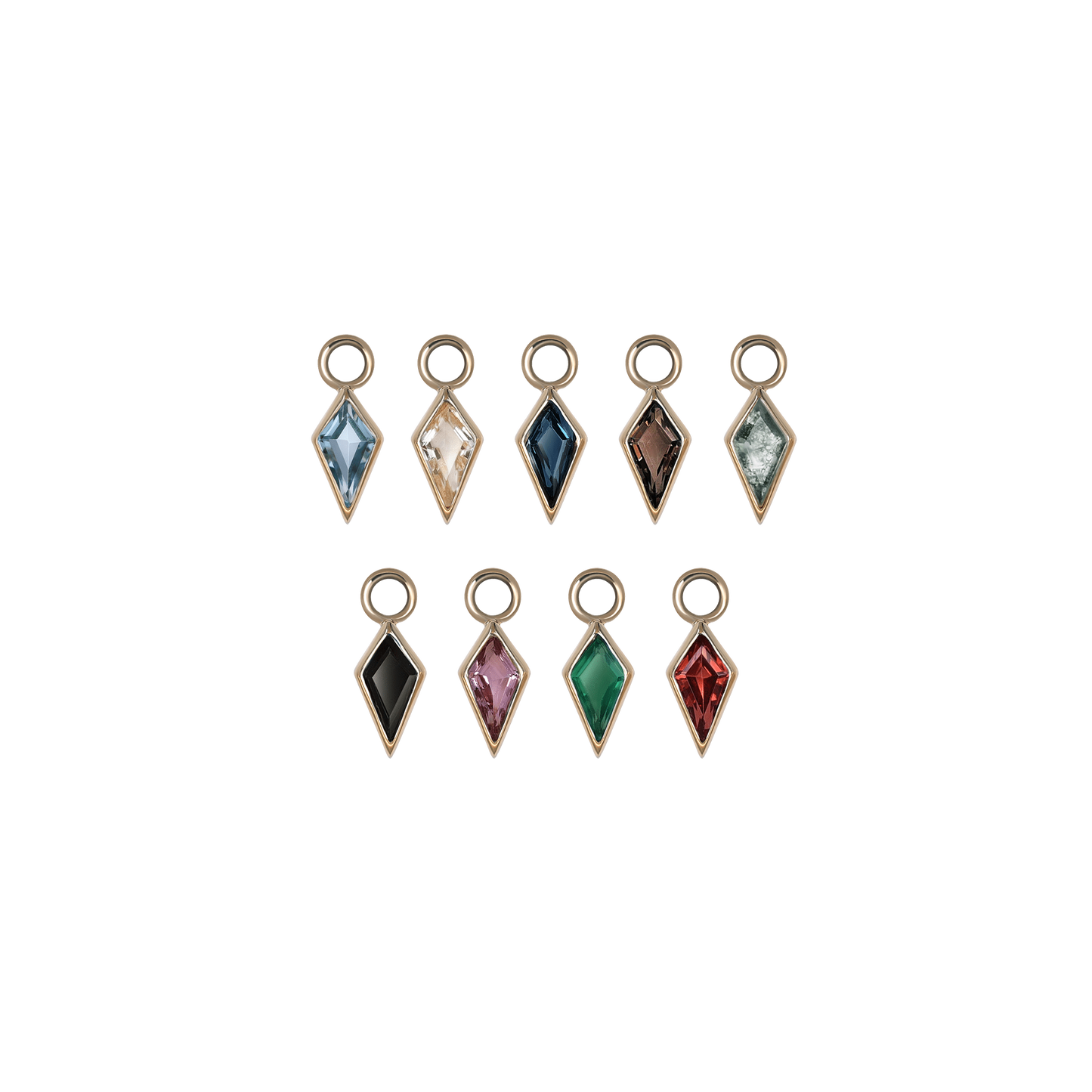 Zenith [Small] • 14K Gold Kite Gemstone Hoop Charm